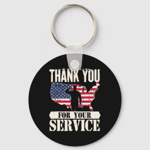 Porte-clés Merci Service vétéran Amérique patriote militaire