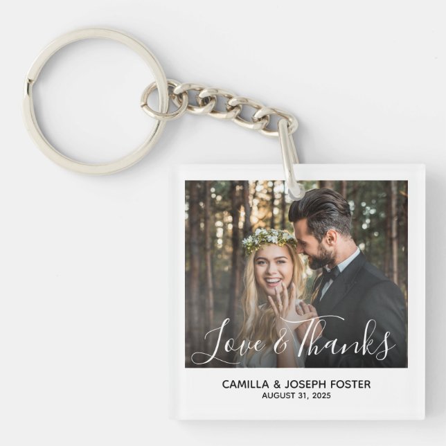 Porte-clés Merci Whimsical Photo Wedding Favor (Devant)