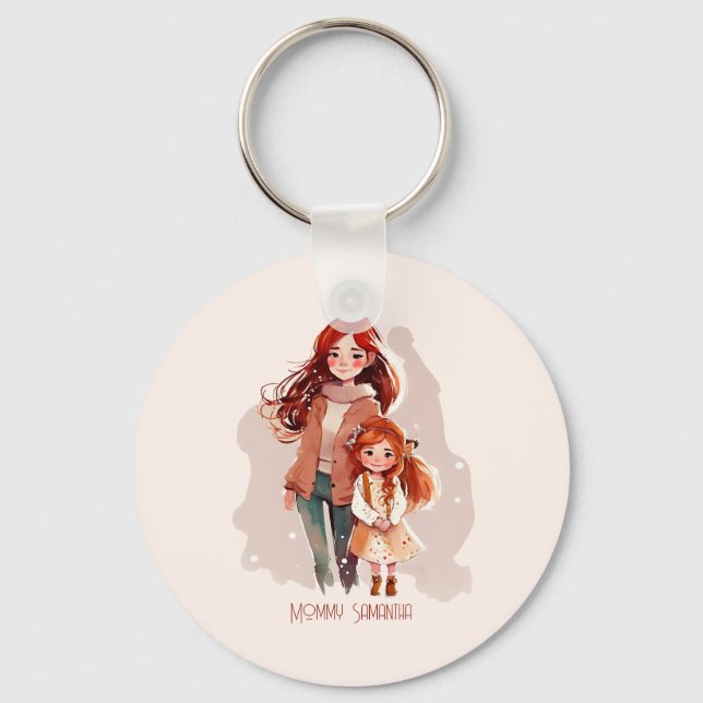 Porte-clés Mère et fille élégante personnalisée (Recto)