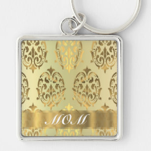 Porte-clés Mère personnalisée damas d'or