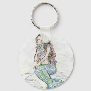 Porte-clés Mermaid on A Rock Custom Art Keychains