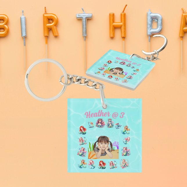 Porte-clés Mermaid Photo Porte - clé personnalisé Anniversair (Créateur téléchargé)