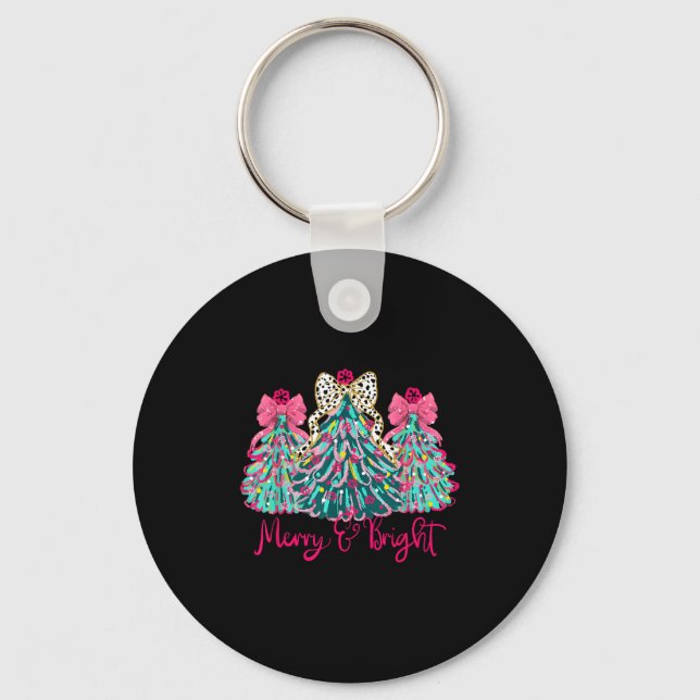 Porte-clés Merry And Bright Christmas Tree Coquette  (Recto)