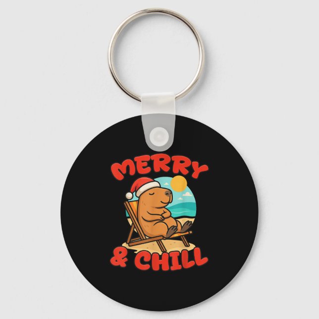 Porte-clés Merry And Chill Capybara _ Funny Cute Capybara San (Recto)