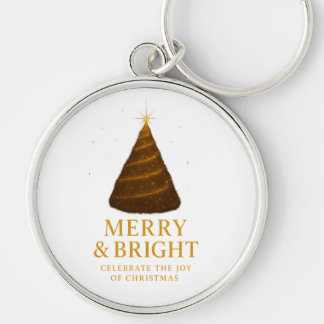 Porte-clés Merry & Bright Gold Glitter Christmas Round