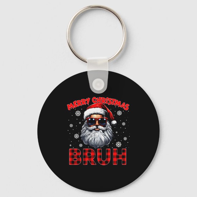 Porte-clés Merry Christmas Bruh Red Plaid Funny Santa Claus M (Recto)