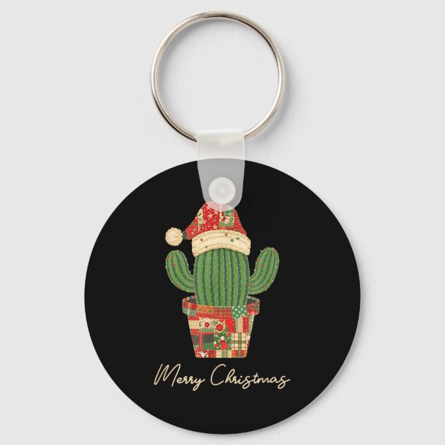Porte-clés Merry Christmas Cactus Patchwork Quilt  (Recto)