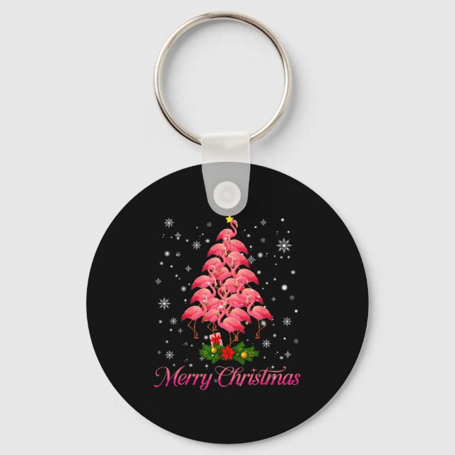 Porte-clés Merry Christmas Flamingo Snowflake Tree Xmas Men W (Recto)