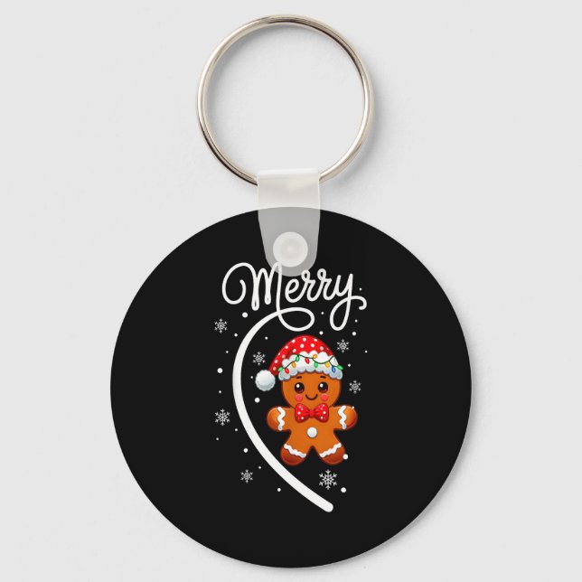 Porte-clés Merry Christmas Gingerbread Couple Christmas Pajam (Recto)