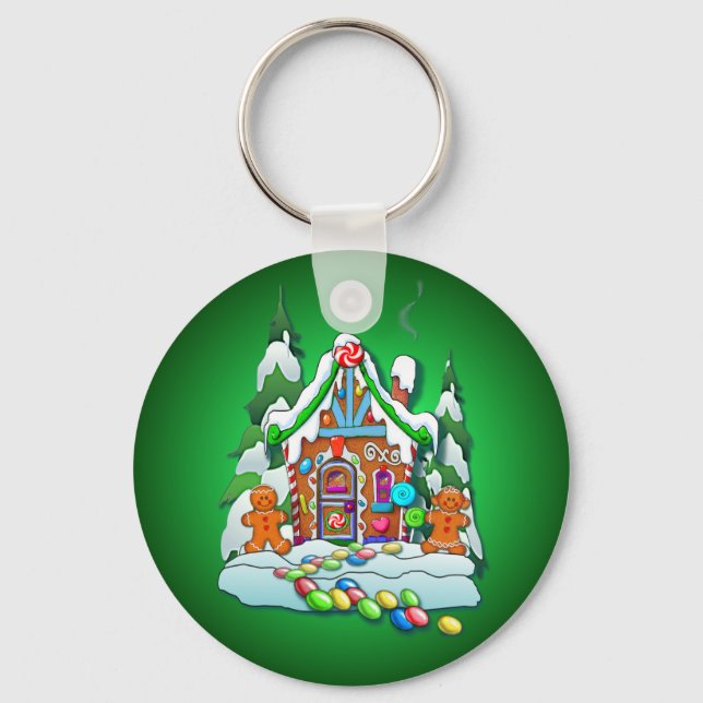 Porte-clés MERRY CHRISTMAS GINGERBREAD HOUSE par SHARON SHARP (Recto)