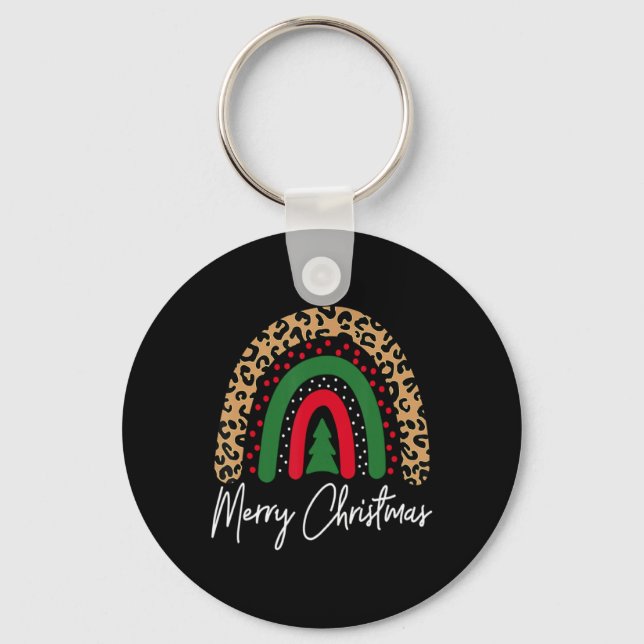Porte-clés Merry Christmas Leopard Rainbow Pajamas Xmas Teach (Recto)