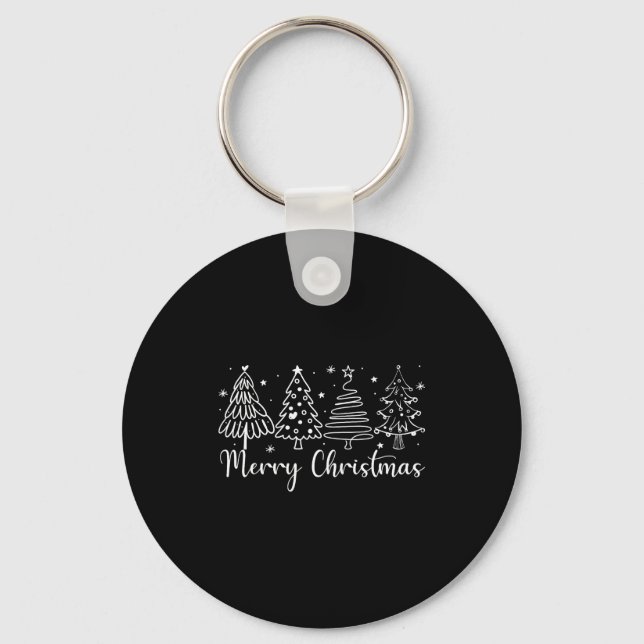 Porte-clés Merry Christmas Outline Xmas Tree For Family Men W (Recto)