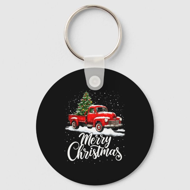 Porte-clés Merry Christmas Red Truck Family Matching Christma (Recto)