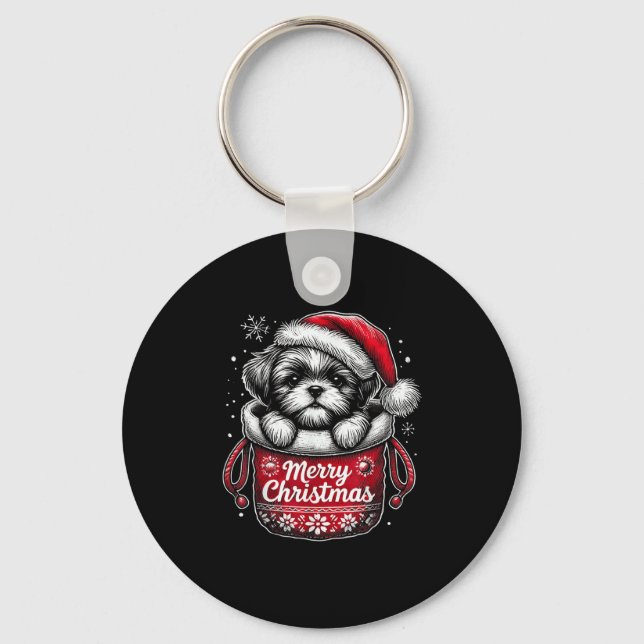 Porte-clés Merry Christmas Shih Tzu Graphic Tee  (Recto)