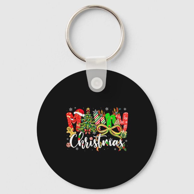 Porte-clés Merry Christmas Tree Coquette Bow Xmas Holiday Gir (Recto)