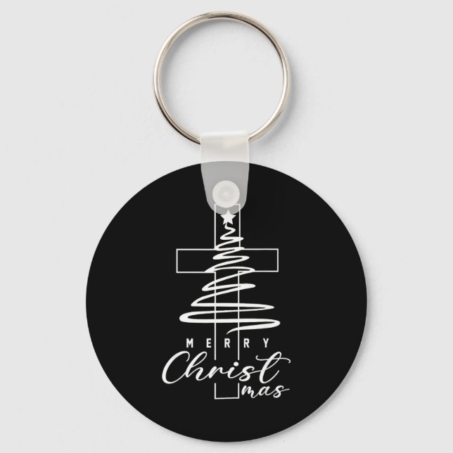 Porte-clés Merry Christmas Xmas Cross Christian Jesus Family  (Recto)