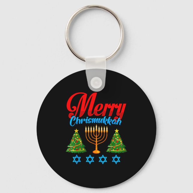 Porte-clés Merry Christmukkah Jewish Xmas Christmas Hanukkah  (Recto)