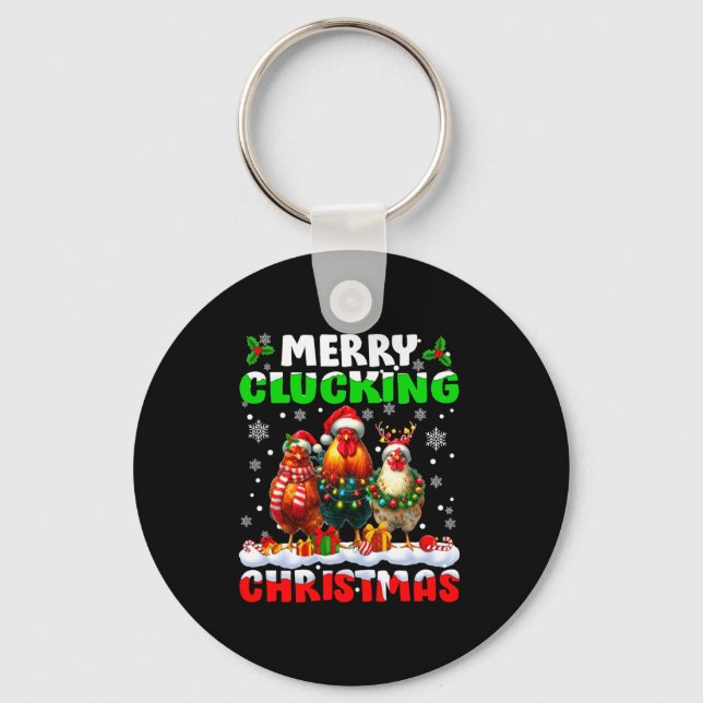 Porte-clés Merry Clucking Christmas Funny Chicken Santa Hat X (Recto)
