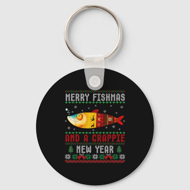Porte-clés Merry Fishmas And A Crape New Year Ugly Fisherman  (Recto)