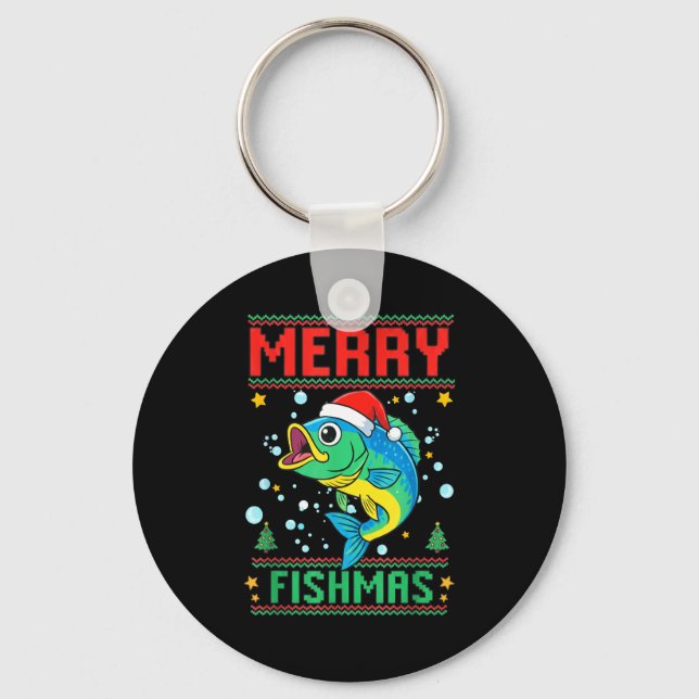 Porte-clés Merry Fishmas B Fish Fishing Christmas  (Recto)