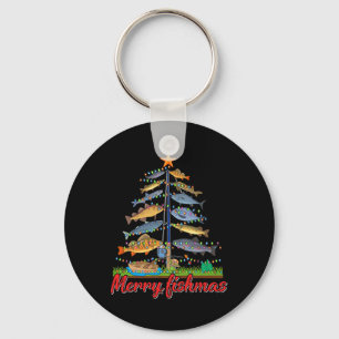 Porte-clés Merry Fishmas Funny Fisher Christmas Tree Fishing