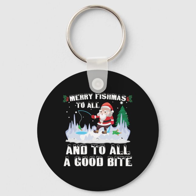 Porte-clés Merry Fishmas Funny Pêcheur de poisson Xmas (Recto)