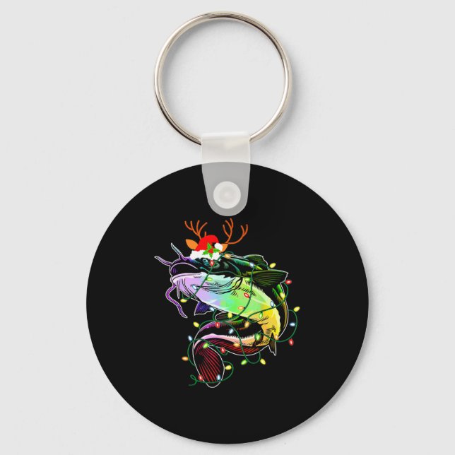 Porte-clés Merry Fishmas Santa Fishing Lovers Funny Fisherman (Recto)