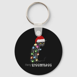 Porte-clés Merry Kissmyass amusant Chat lumières de Noël