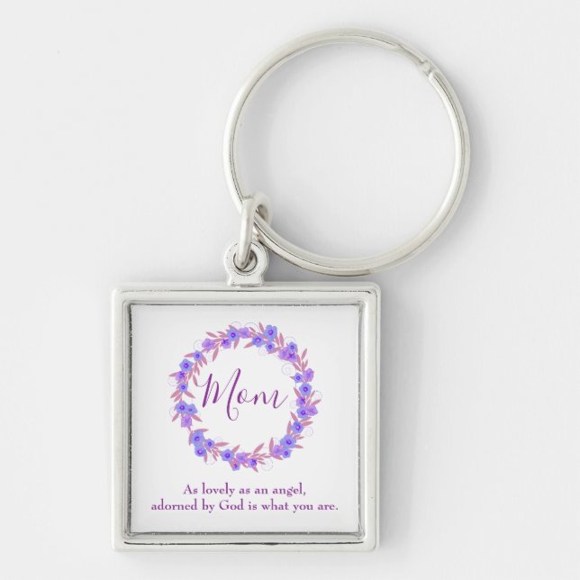 Porte-clés Merveilleuse Maman Violet floral (Devant)