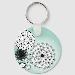 Porte-clés Merveilleux Dandelions Bleu Porte - clé Bouton