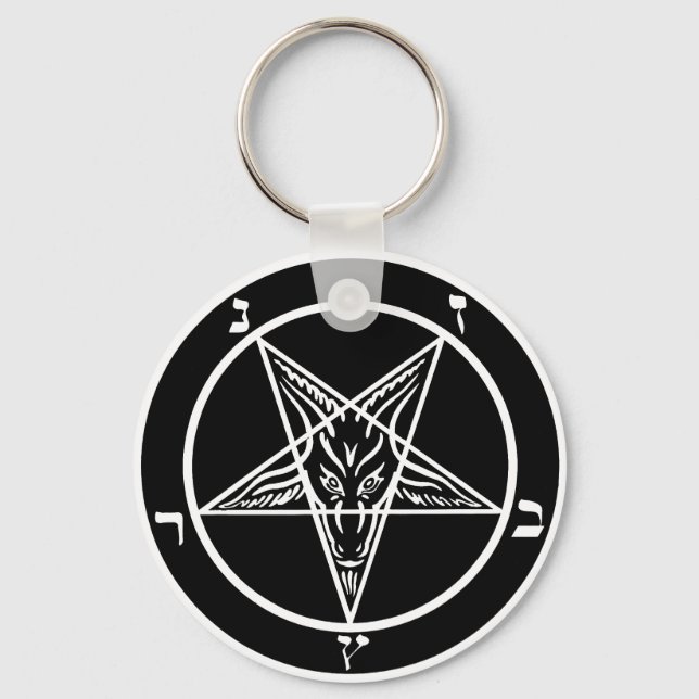 Porte-clés métal noir, baphomet des ténèbres ! (Recto)
