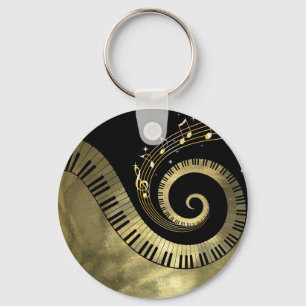 Porte-clés Metallic Piano Keys et Gold Music Notes Porte - cl