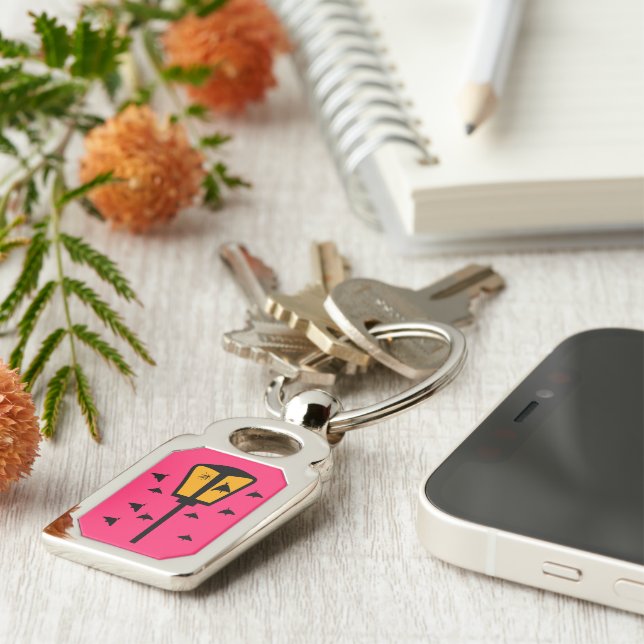 Porte-clés métallique Lampe de rue et papillons de (Côté )
