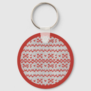 Porte-clés métallique rond en tricot nordique ROUG