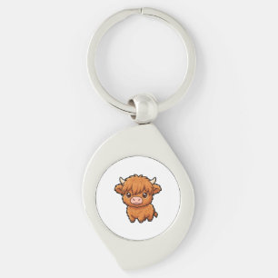 Porte-clés métallique vache Highland bébé mignon