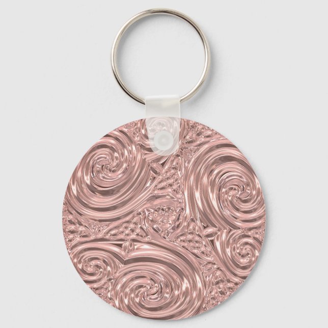Porte-clés Métallo rose or élégant victorien (Recto)