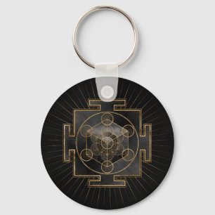 Porte-clés Metatron's Cube Sri Yantra Sacred Geometry