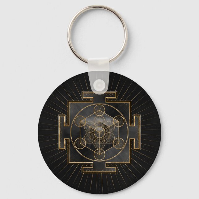 Porte-clés Métatron's Cube Sri Yantra Sacred Geometry (Recto)