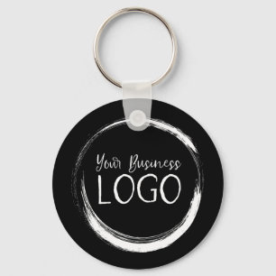 Porte-clés Mettez mon logo sur un noir rond