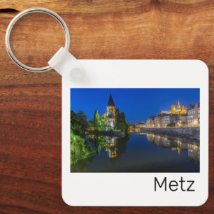 Porte-clés Metz Temple Neuf France Nuit Moselle Souvenir