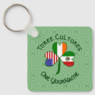 Porte-clés Mexicain Irlandais Drapeaux Shamrock Votre nom