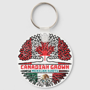Porte-clés Mexique Mexique Canada drapeau des racines d'arbre