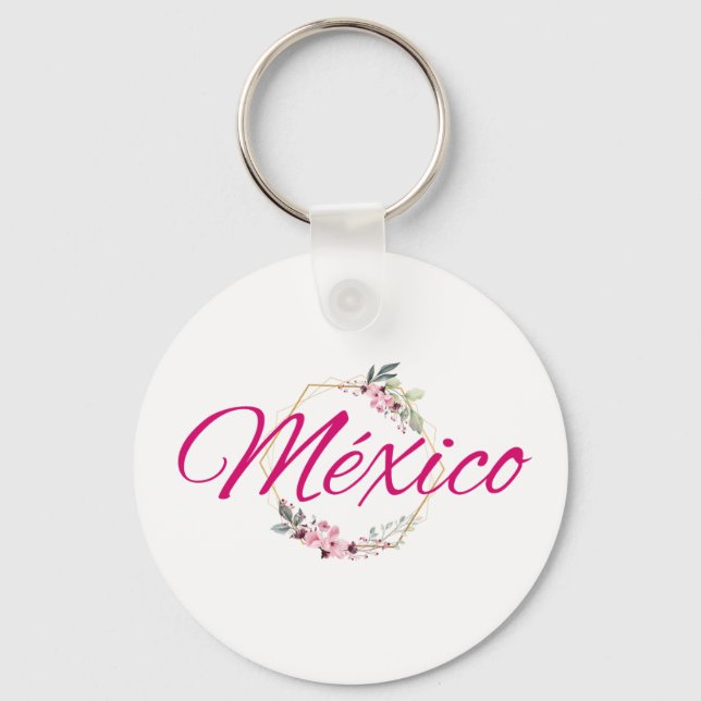 Porte-clés Mexique Voyage Destination Bridesmaid Rose Floral (Recto)