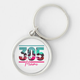 Porte-clés Miami 305 Indicatif régional Floride Palmiers Vint