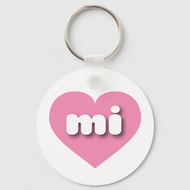 Porte-clés MIchigan coeur rose - J'aime mi (Recto)