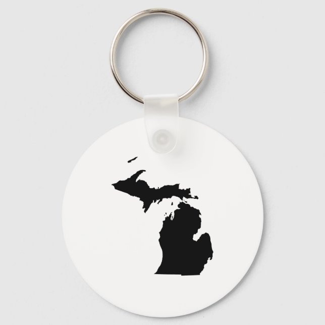Porte-clés Michigan en noir et blanc (Recto)