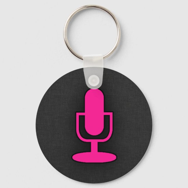 Porte-clés Microphone rose chaud (Recto)