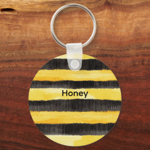 Porte-clés Miel Abeille Noir Or Jaune Noël