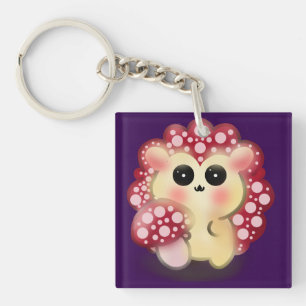 Porte-clés Mignon Champignon Rouge Kawaii Hérisson Dessin