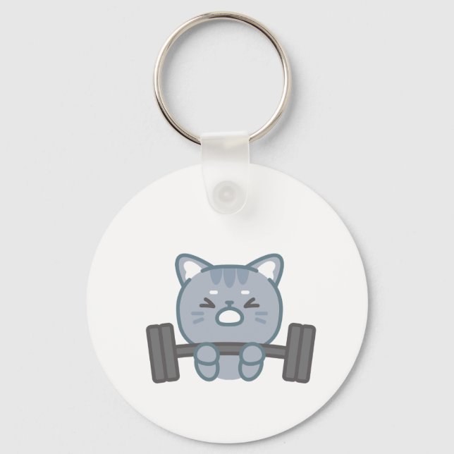 Porte-clés mignon chat gymnase design | chat gym amant design (Recto)